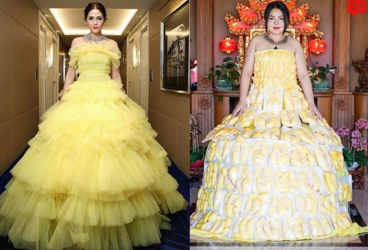 Cô gái Thái Lan gây sốt khi dùng thức ăn cosplay trang phục thảm đỏ Cannes của Phạm Băng Băng, Chompoo Araya Ảnh 9