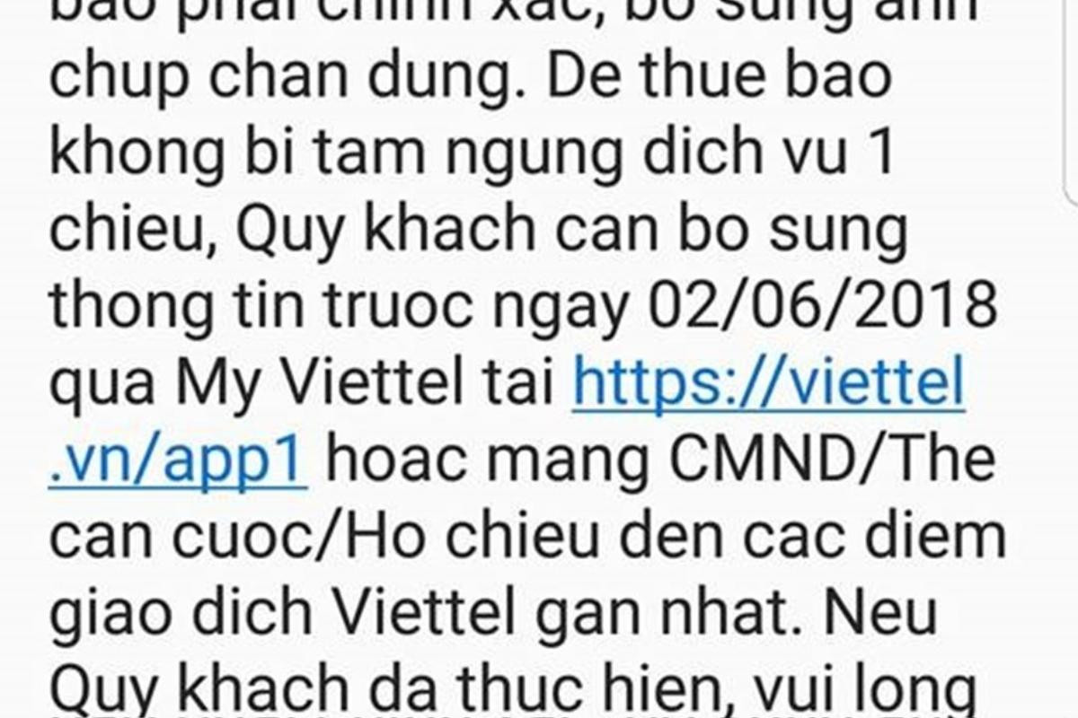 Thuê bao Viettel không cập nhật thông tin cá nhân bị chặn một chiều sớm nhất vào 02/06 Ảnh 1