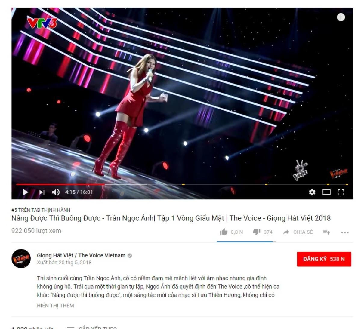 Chỉ 1 ngày sau phát sóng, 'Nâng được thì buông được' của Ngọc Ánh nhanh chóng lọt top 5 Youtube trending Ảnh 1