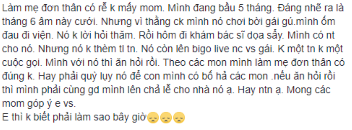 Sát ngày cưới, cô gái đăng đàn hỏi 'làm mẹ đơn thân có dễ' vì chồng chơi bời gái gú khiến dân mạng lại sục sôi Ảnh 1