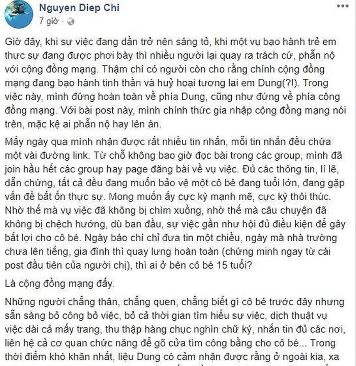 BTV Diệp Chi lên tiếng vụ nữ sinh tố anh rể bạo hành: 'Mong em sớm có những ngày tháng bình yên của cô bé 15 tuổi' Ảnh 2