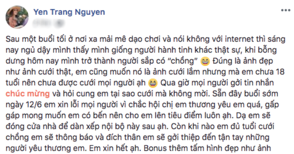 Cú lừa ngoạn mục: Yến Trang chụp hình đẹp như ảnh cưới, tung cả thiệp mừng nhưng sự thật là? Ảnh 1