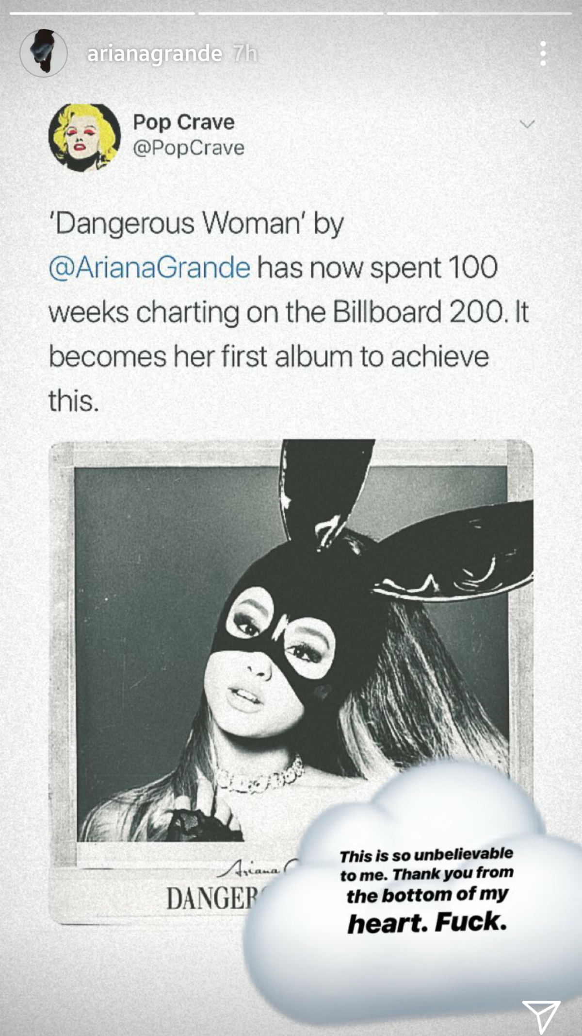 Dangerous Woman ‘nguy hiểm' như đúng cái tên của mình với tuần thứ 100 trên Billboard 200! Ảnh 1