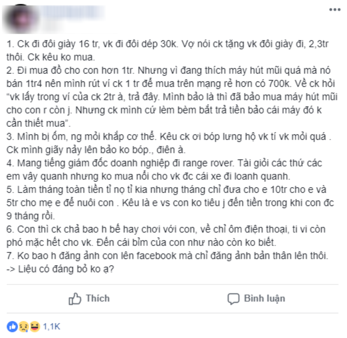 Cô vợ 'khoe' chồng làm tiền tỉ, đi ôtô sang, mang giày 16 triệu nhưng có 7 tính xấu, chị em rầm rầm xui bỏ Ảnh 1