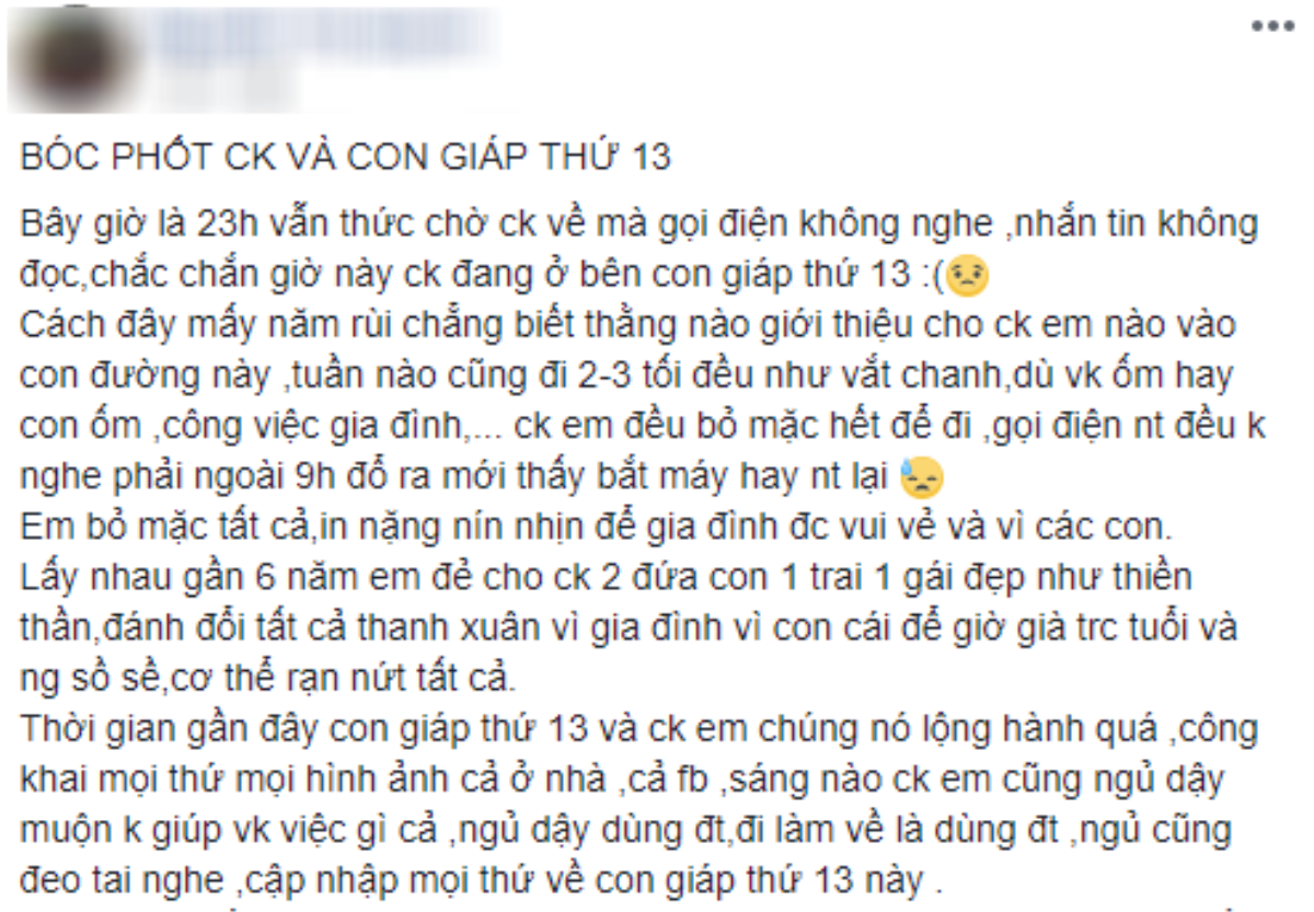 Chị em bật ngửa khi biết danh tính của 'con giáp thứ 13' khiến một người chồng bỏ bê vợ con, còn công khai qua lại trên Facebook Ảnh 1