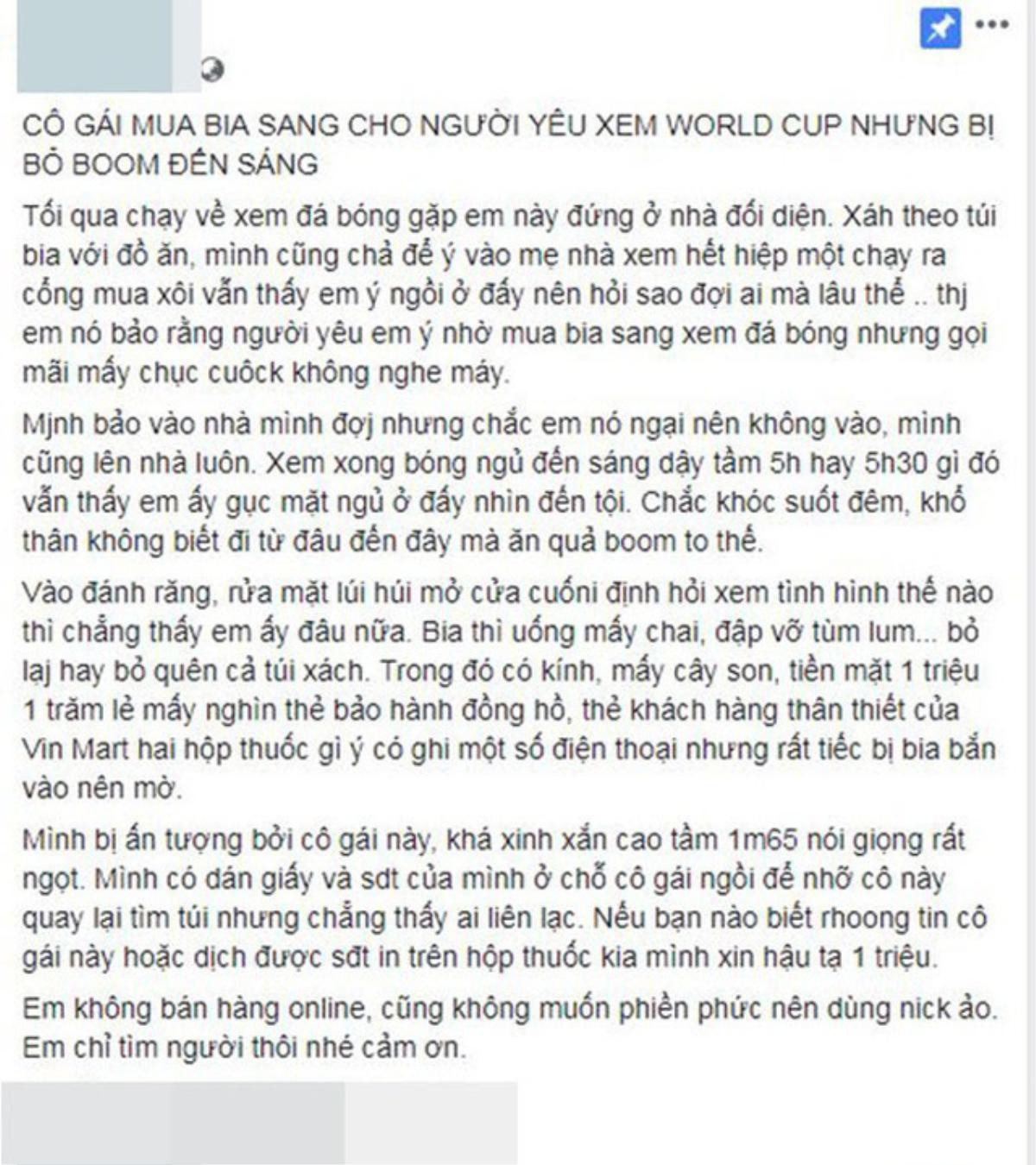 Vụ cô gái mua bia cho bạn trai xem World Cup bị 'bỏ bom': Người trong cuộc lên tiếng Ảnh 1