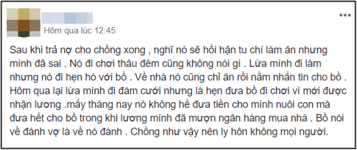 Vợ trẻ uất nghẹn khi chồng cầm hết tiền lương cho bồ, nghe lời nhân tình về đánh vợ 'trối chết' Ảnh 1