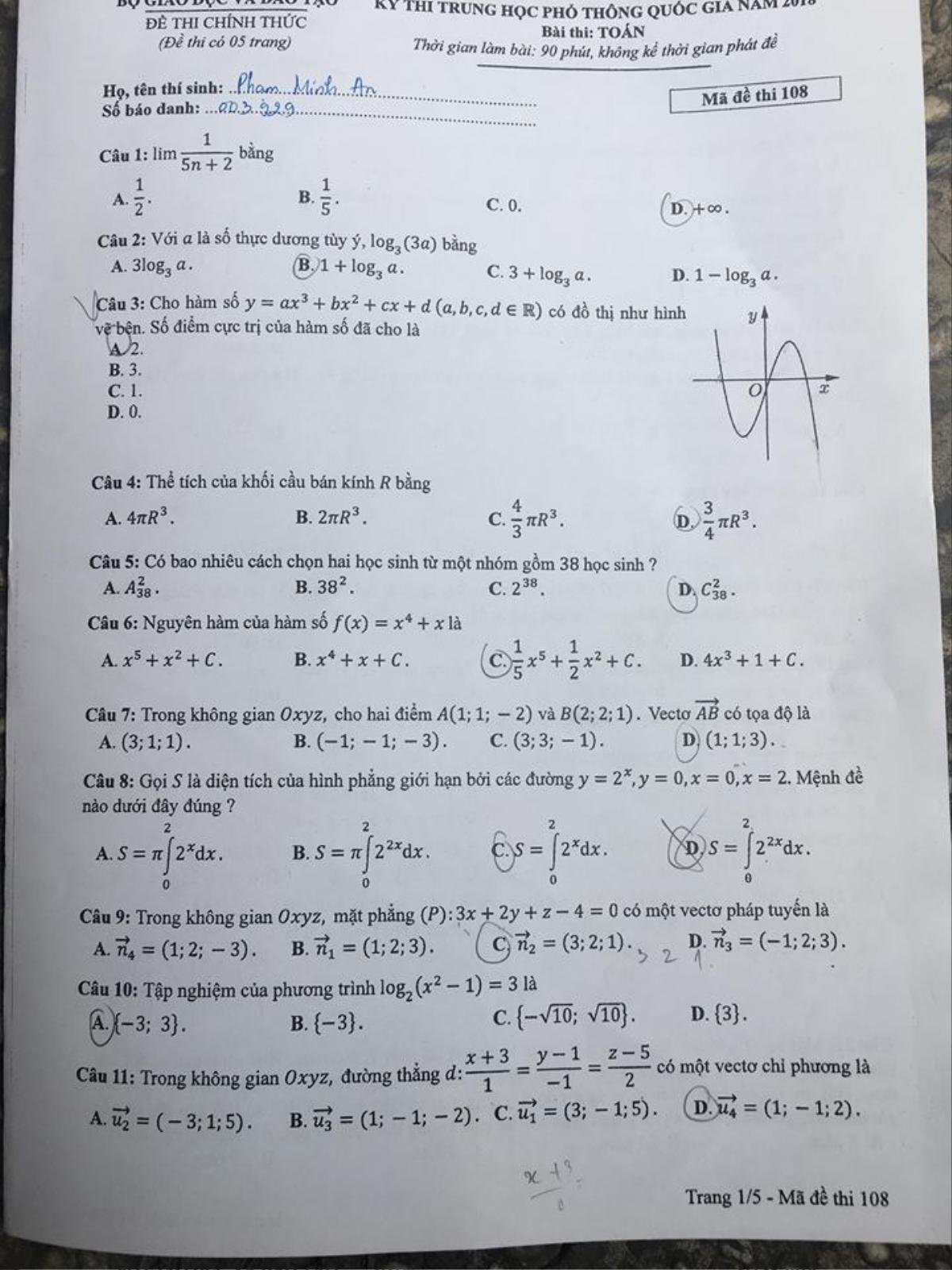 Đề thi môn Toán THPT quốc gia - 90 phút cân não với 50 câu hỏi trắc nghiệm Ảnh 1