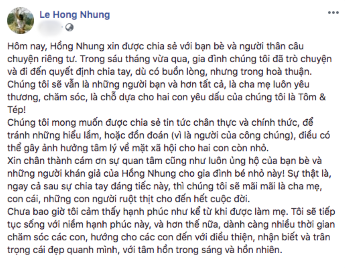 Hồng Nhung thông báo ly hôn chồng Tây: Cách báo tin của một diva! Ảnh 1