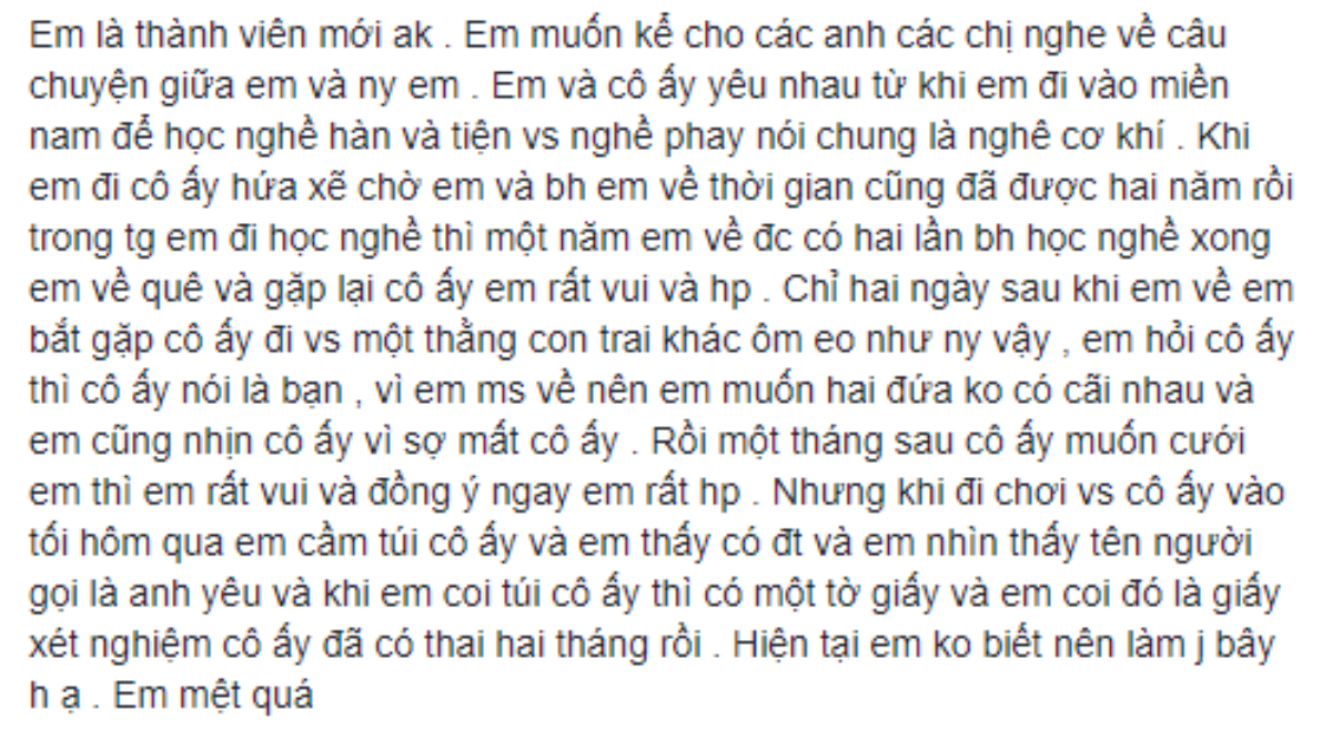 Đi làm xa 2 năm về 1 tháng phát hiện bạn gái mang thai 2 tháng và muốn cưới, dân mạng chúc mừng anh chàng vì chưa phải 'đổ vỏ” Ảnh 1