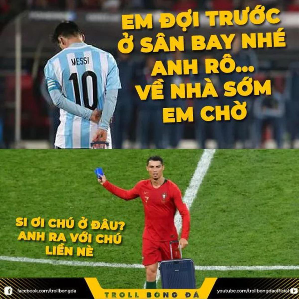 Sau trận thua tối qua, cư dân mạng đồng loạt chế ảnh Messi và Ronaldo dắt tay nhau rời World Cup 2018 Ảnh 3