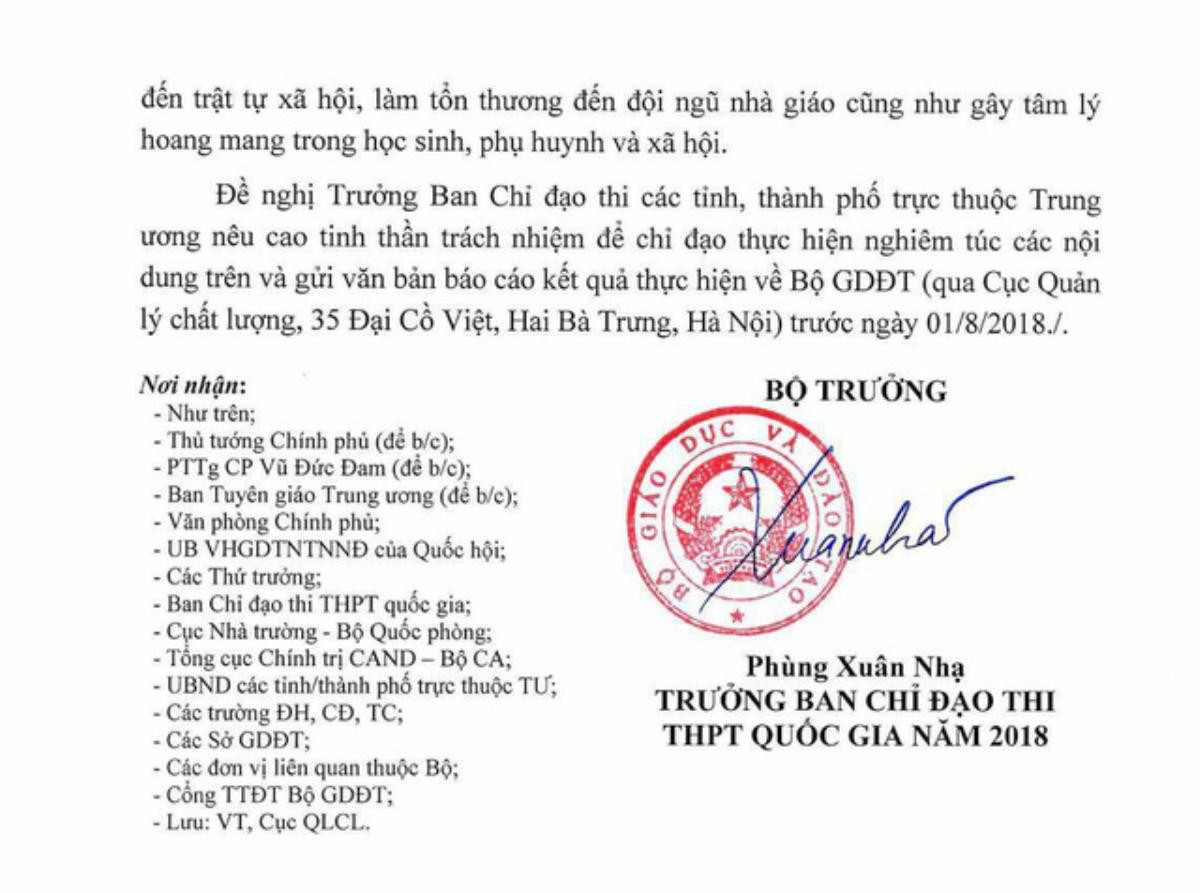 Bộ trưởng Phùng Xuân Nhạ yêu cầu rà soát toàn bộ kết quả thi THPT quốc gia trên toàn quốc Ảnh 3