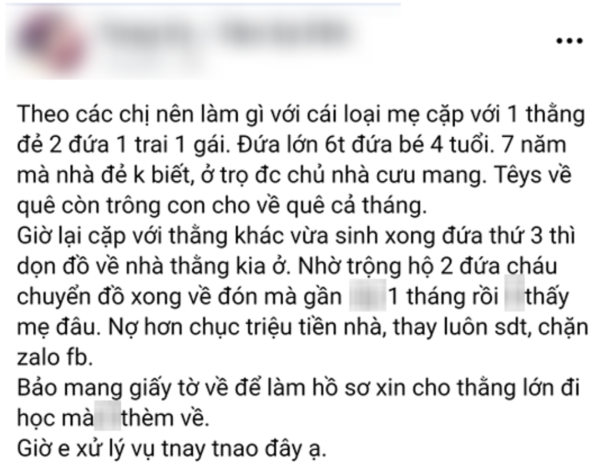 Mẹ đơn thân bỏ rơi 2 con nhỏ cho chủ nhà trọ để chạy theo tình yêu mới, tiền thuê nhà nợ gần chục triệu cũng không trả Ảnh 1