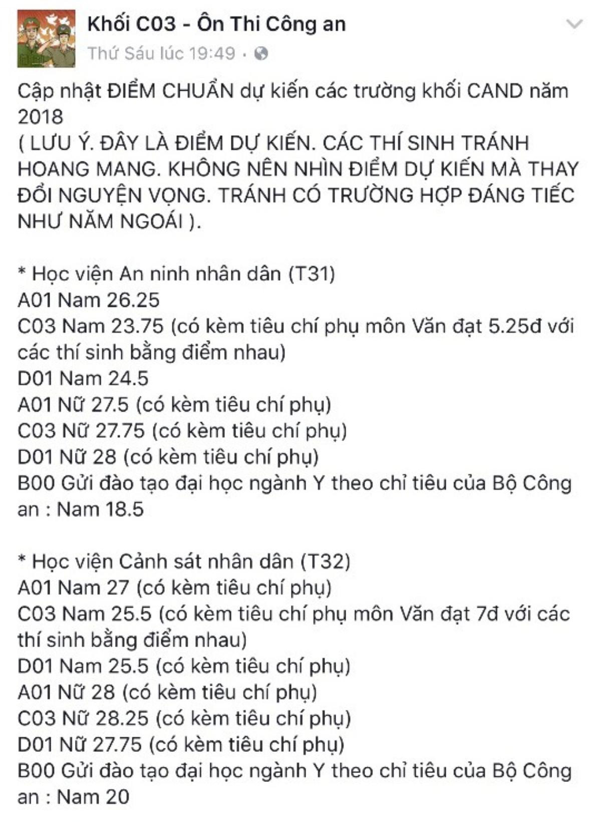 Bộ Công an: Điểm chuẩn dự kiến vào khối trường công an trên mạng xã hội là không chính xác Ảnh 1