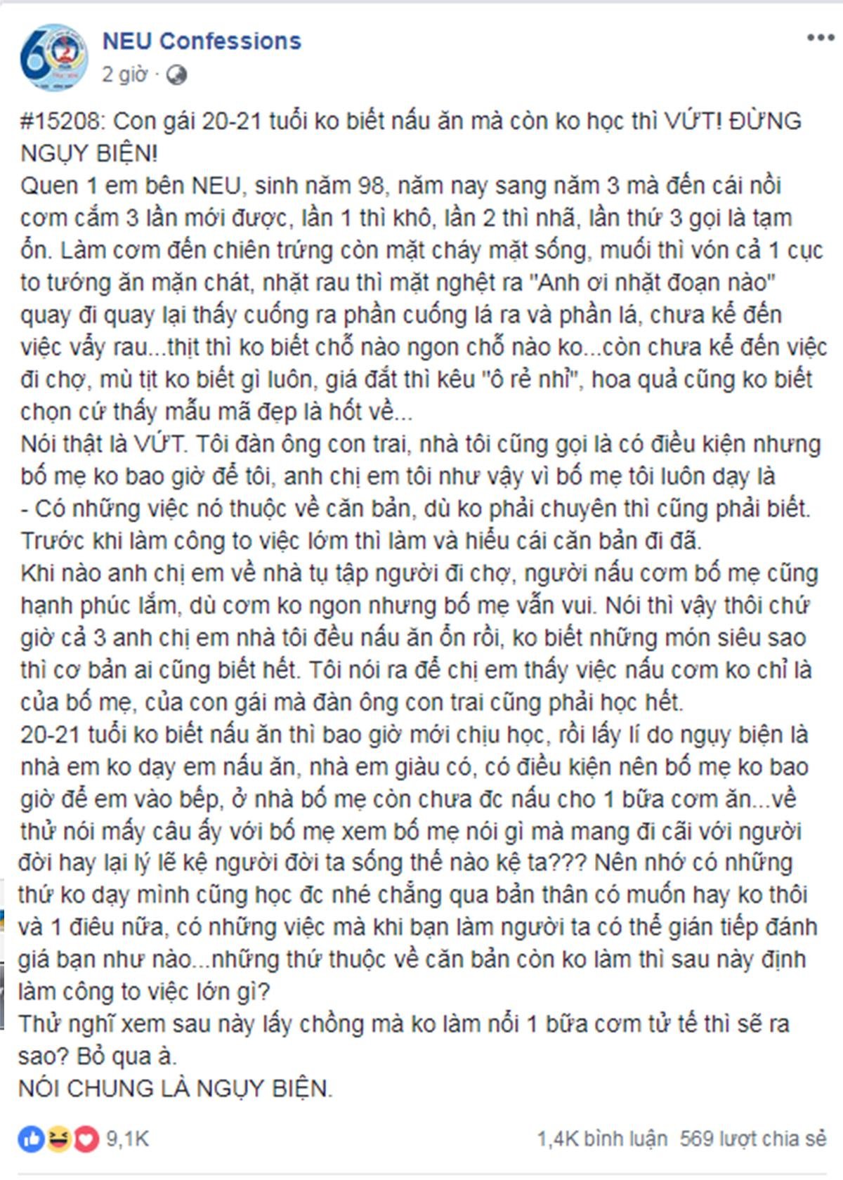 'Phán xử' bạn gái 20-21 tuổi vẫn không biết nấu ăn là kém cỏi, nam sinh bất ngờ bị dân mạng ném đá dữ dội Ảnh 1