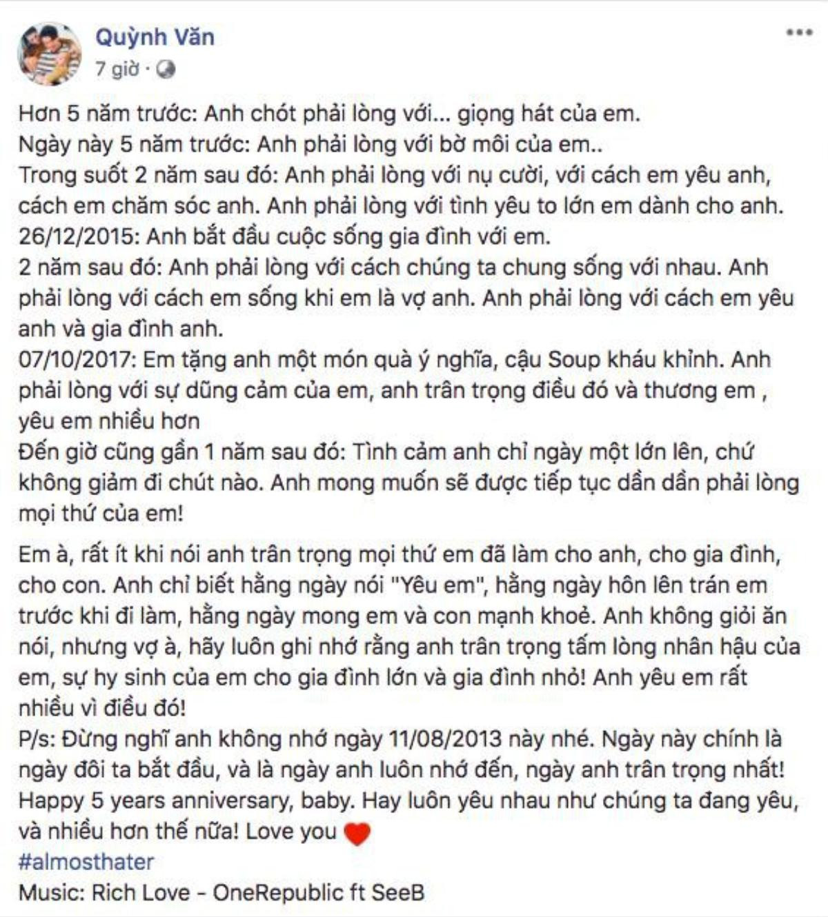 Dậy từ 3 giờ sáng để bí mật kỉ niệm 5 năm yêu nhau, ông xã Kiều Anh còn viết ngôn tình khiến chị em phát hờn Ảnh 1