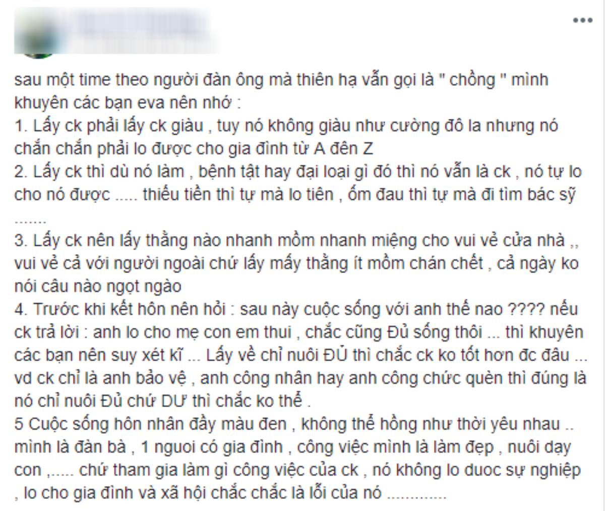 Tranh cãi gay gắt quan điểm chồng 'không giàu như Cường Đô la nhưng phải lo cho gia đình từ A đến Z' của cô vợ trẻ Ảnh 1