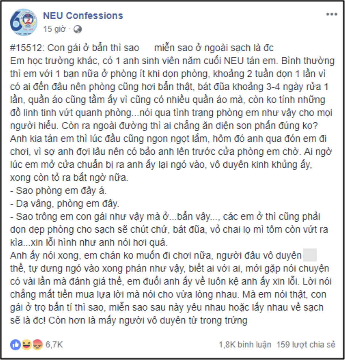 Bị bạn trai chê vì quần áo, bát đũa ngâm 3-4 ngày mới dọn rửa, cô gái tức tối đăng đàn ‘hơi bẩn thì đã sao’ Ảnh 1