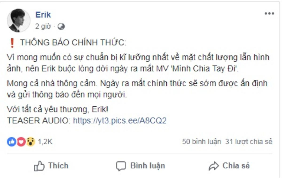 'Chạm đáy nỗi đau' vừa cán mốc 100 triệu view, Erik đã rục rịch cho bản ballad 'xé tim' kế tiếp Ảnh 3