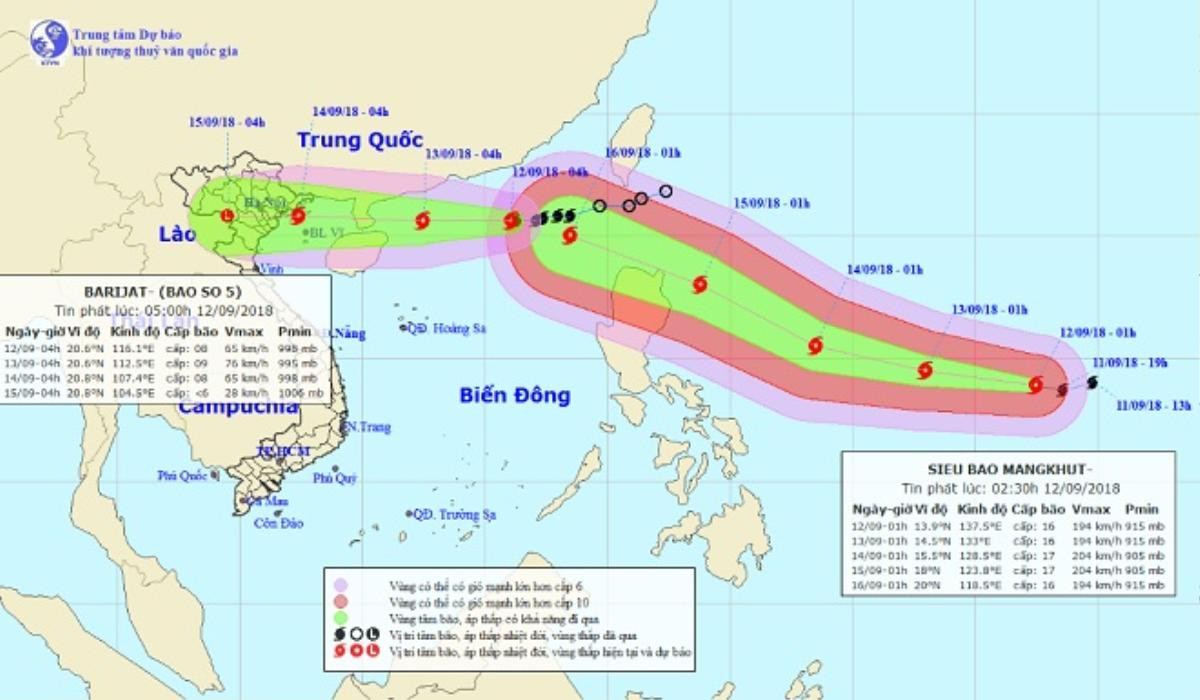 Bão số 5 có khả năng mạnh thêm, siêu bão Mangkhut gây mưa lớn cho miền Bắc vài ngày tới Ảnh 1