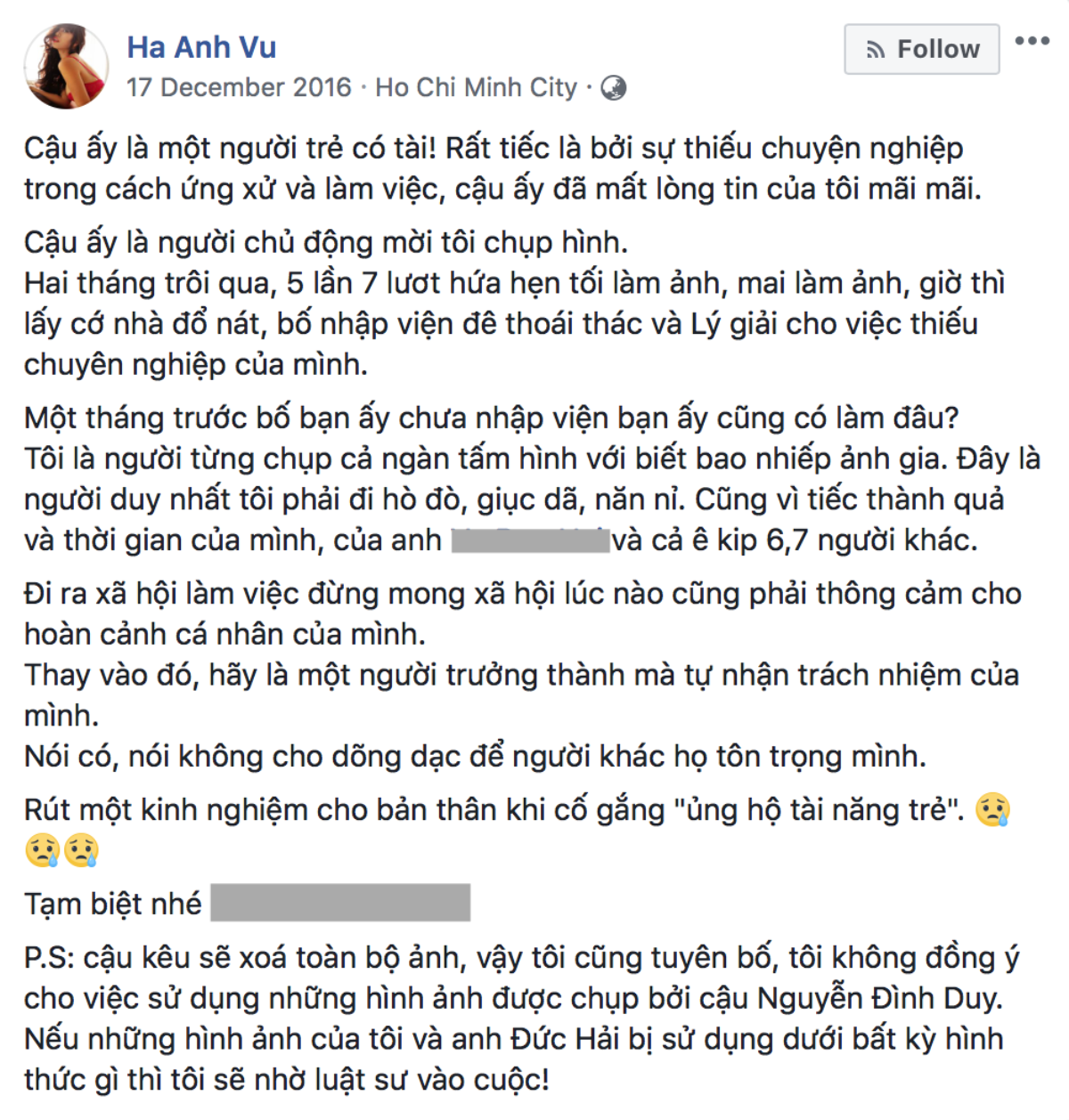 Một nhiếp ảnh gia tên tuổi bị hàng loạt người mẫu Tây tố làm việc thiếu chuyên nghiệp, gửi clip nhạy cảm để trêu đùa Ảnh 5