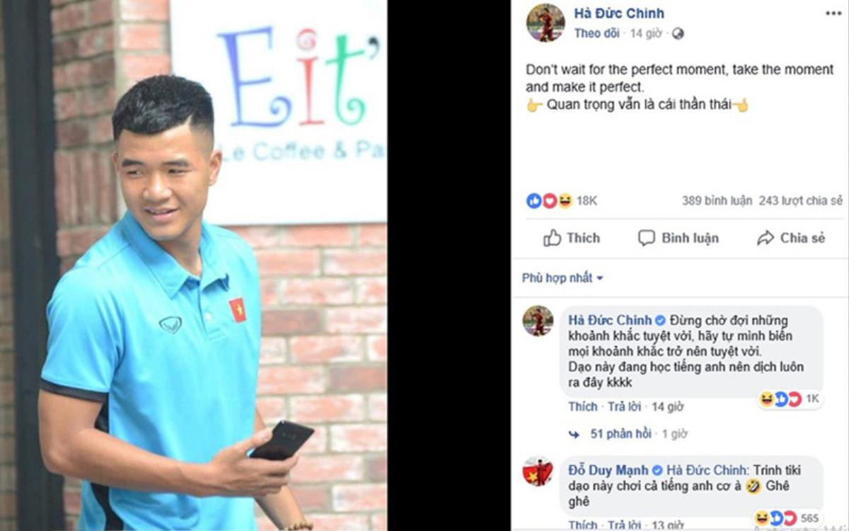 Đăng status 'bắn tiếng Anh như gió', Duy Mạnh và Đức Huy nghi ngờ Facebook của Đức Chinh bị hack Ảnh 1