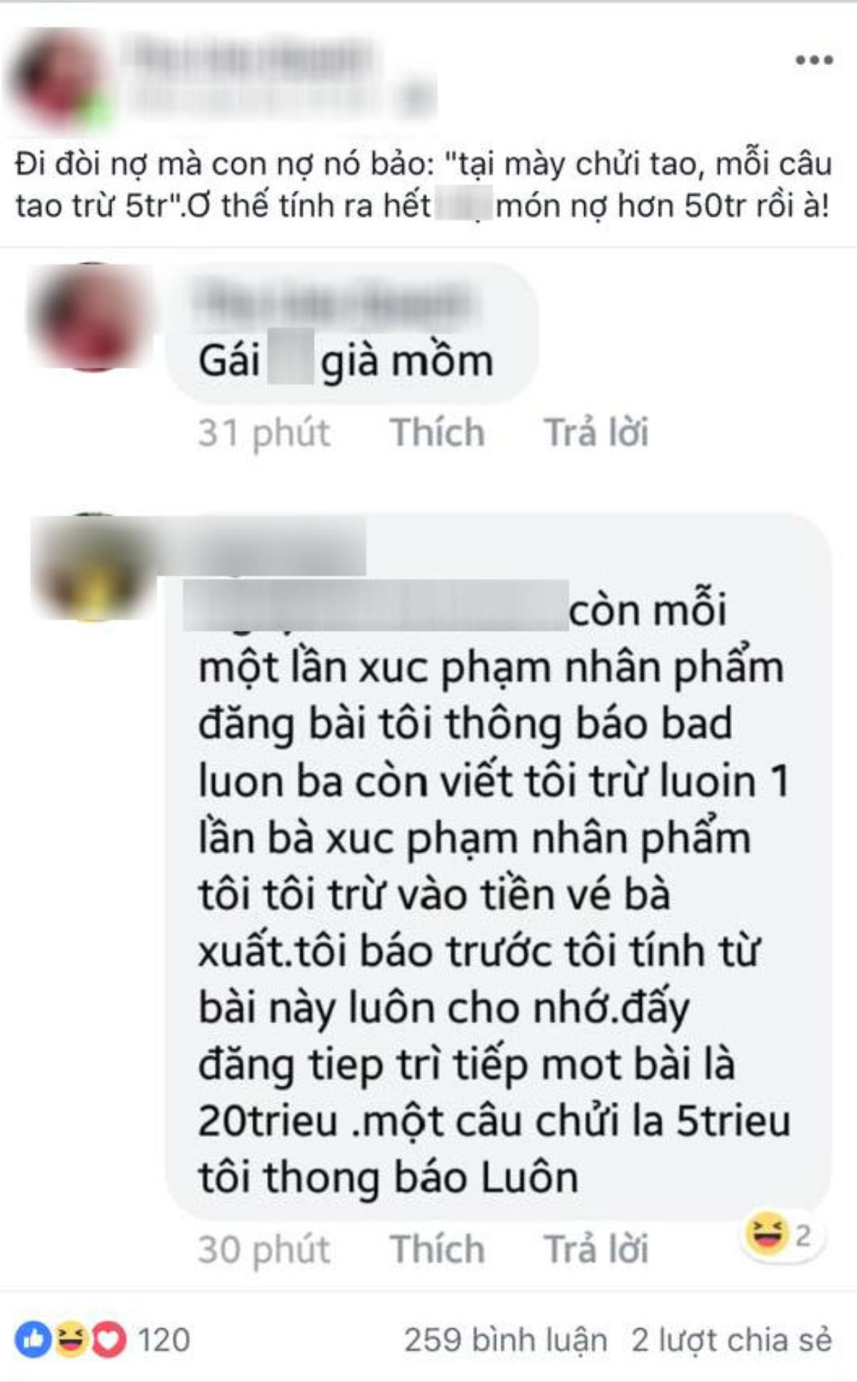 Sốc trước cách quỵt tiền hiếm thấy của con nợ: 'Chửi tôi 1 câu tôi trừ 5 triệu, đăng bài bóc phốt trừ 20 triệu' Ảnh 1