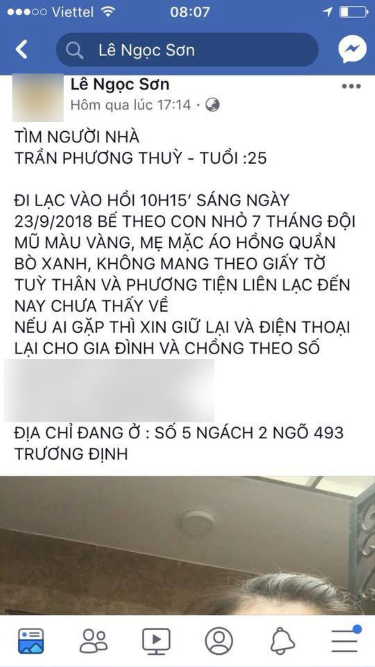 Vợ trầm cảm bế con 8 tháng tuổi đi khỏi nhà, gia đình càng lo lắng khi có thông tin người phụ nữ này ôm con nhảy cầu Vĩnh Tuy Ảnh 1