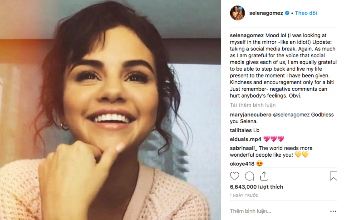 Selena Gomez vừa quyết định ngừng sử dụng Instagram, đây là lý do vì sao Ảnh 1