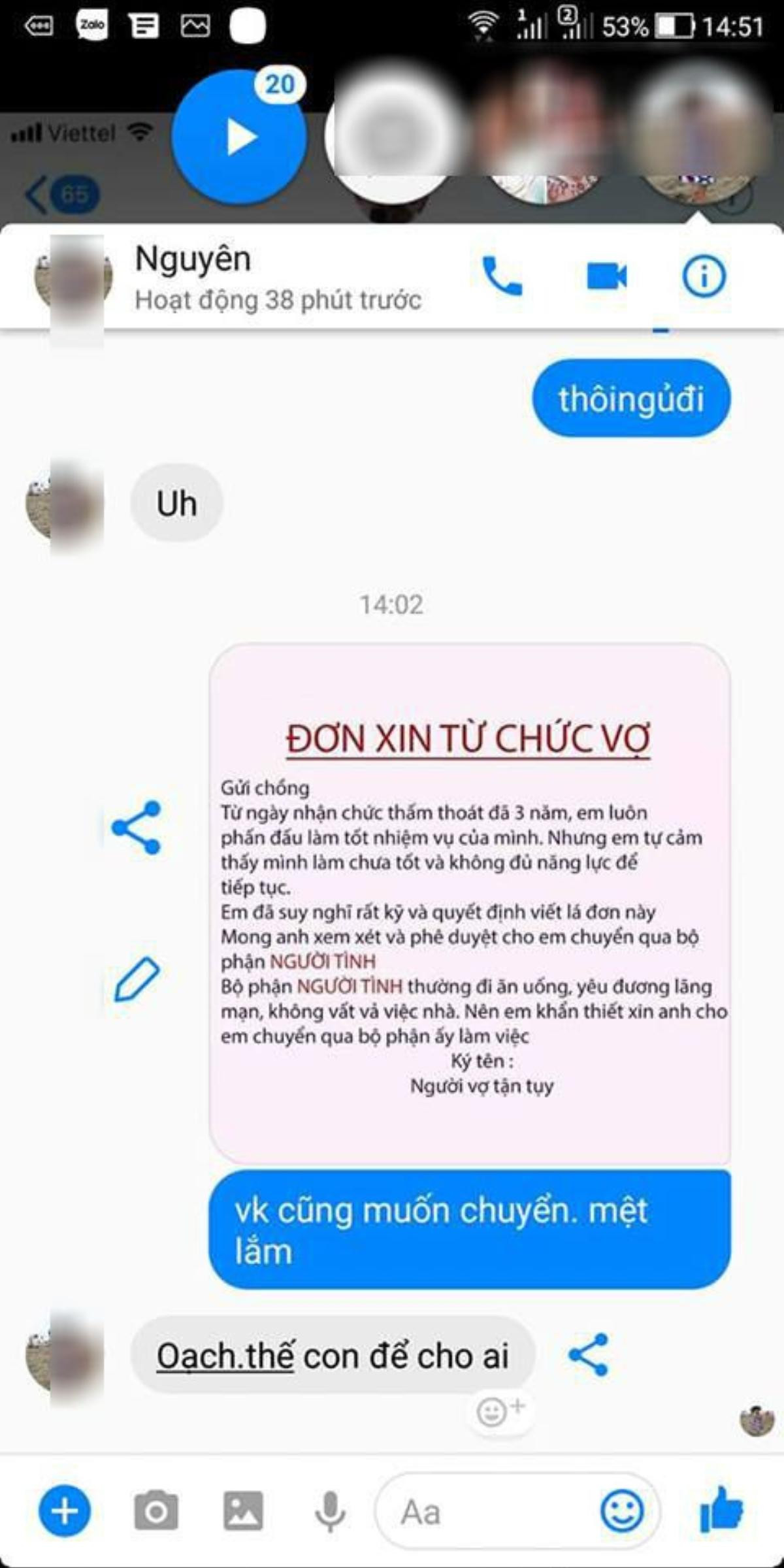 Rộ trào lưu nhắn tin 'xin từ chức vợ chuyển sang bộ phận người tình' để thử chồng của hội chị em Ảnh 9