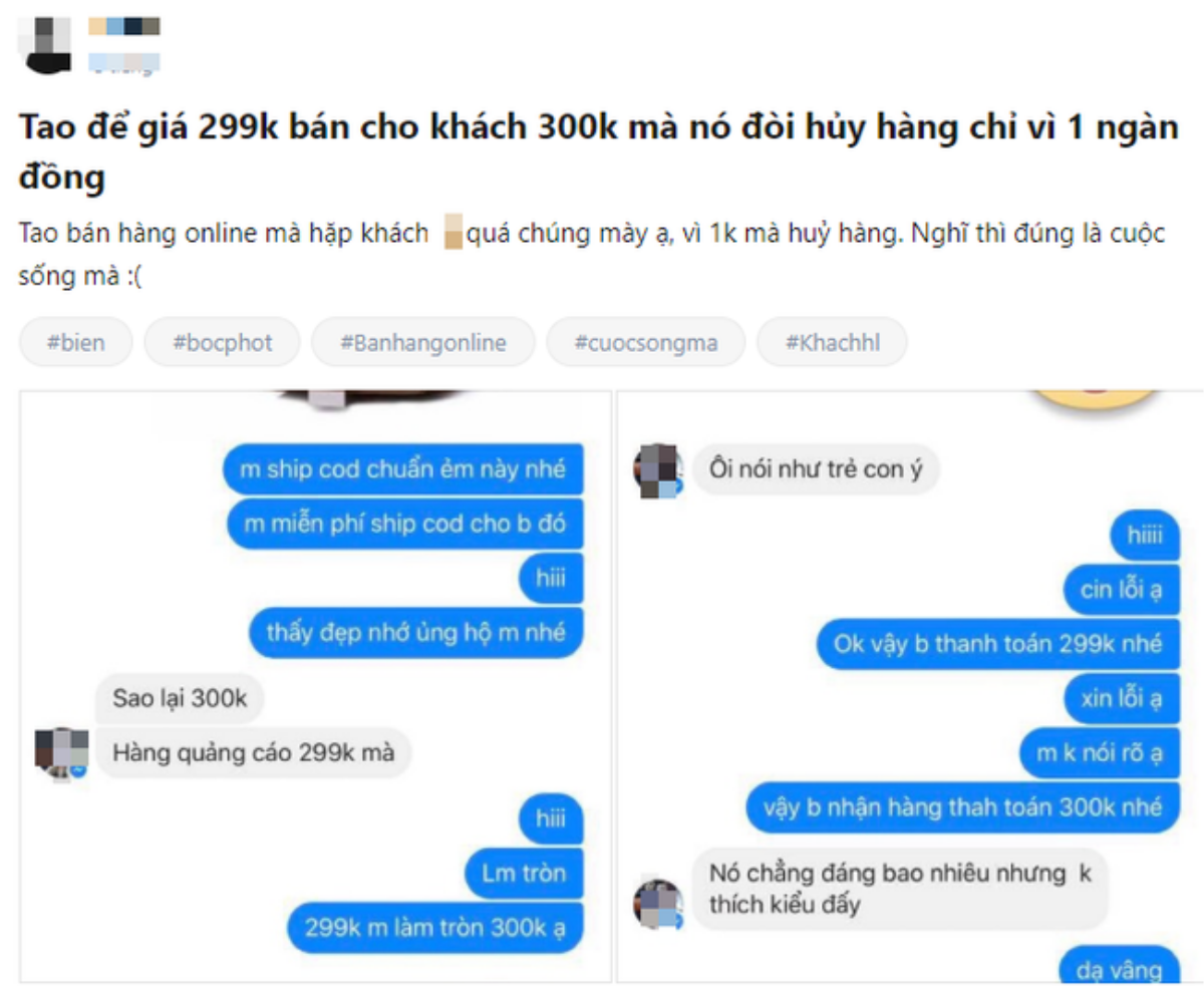 Báo giá 299k nhưng lấy 300k, khách báo hủy đơn vì thu không đúng giá khiến chủ shop điếng người Ảnh 3