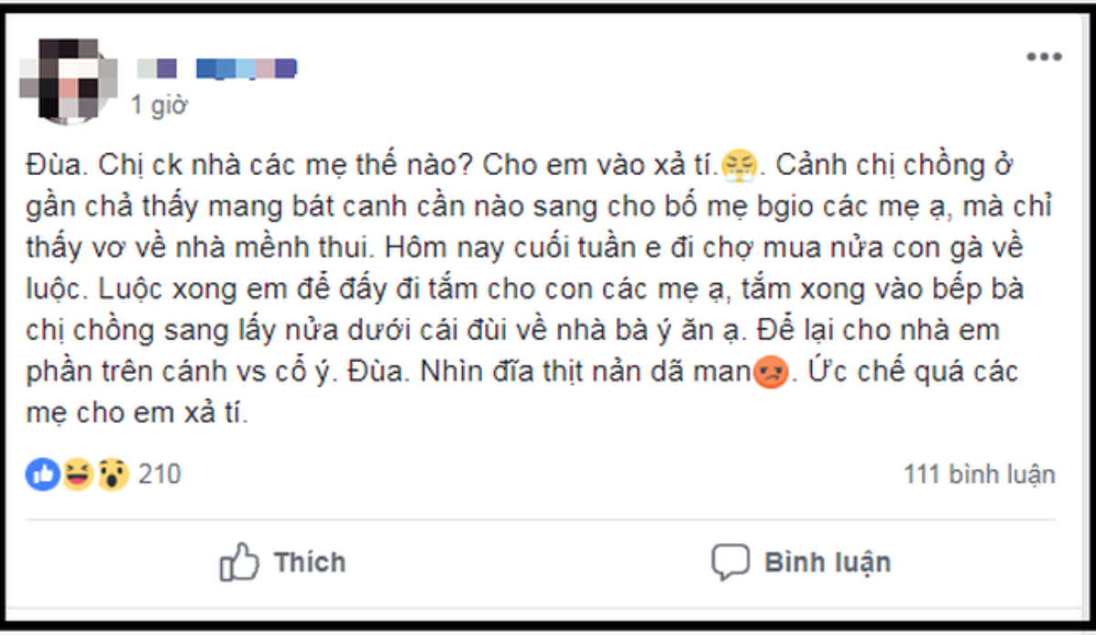 Luộc gà chưa kịp ăn, chị chồng sang chơi bê phần dưới ức và đùi, bỏ lại cổ cánh khiến em dâu tức nghẹn Ảnh 1