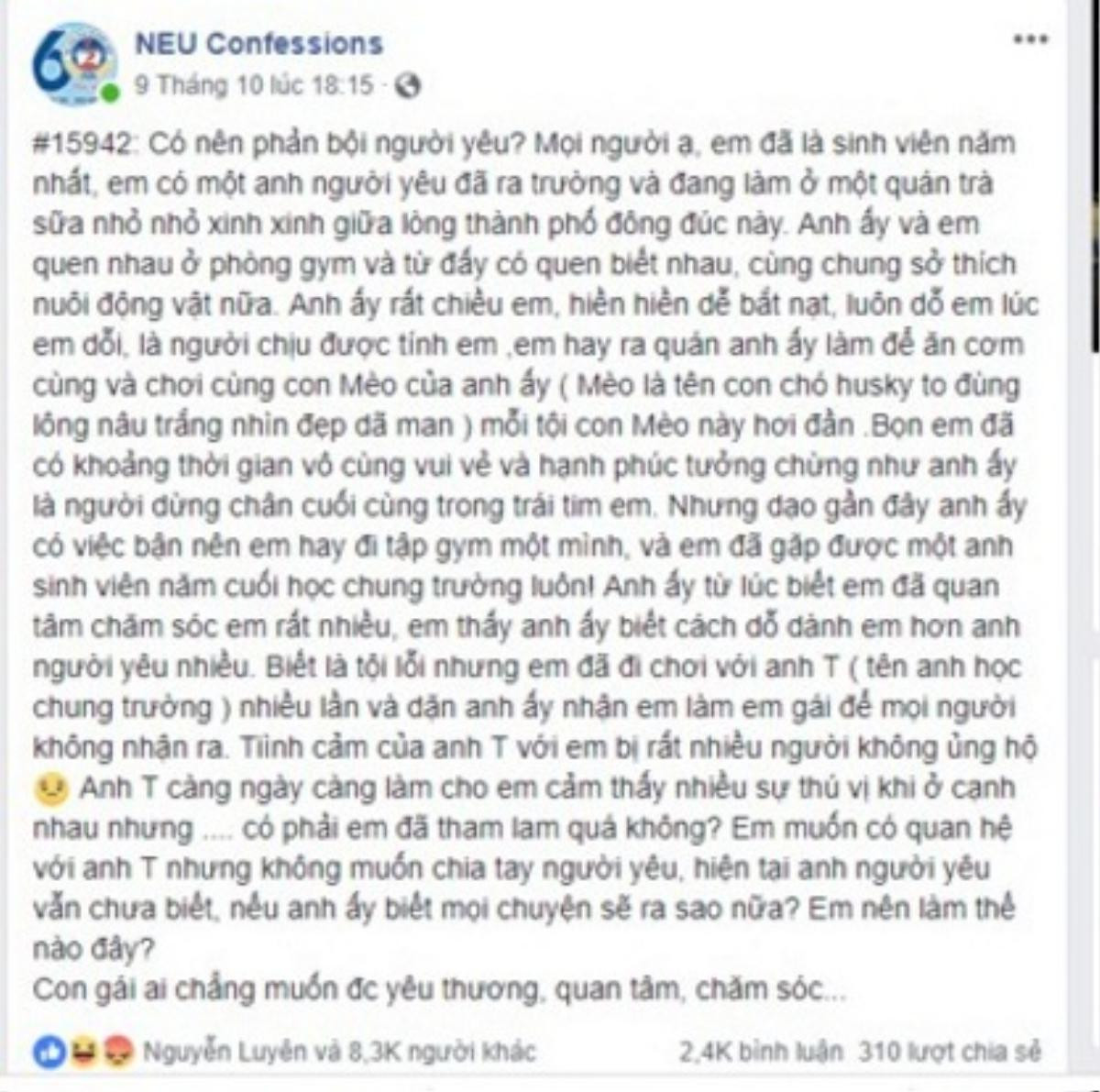 Đã phản bội còn lên mạng kể lể hỏi han, cô gái bị dân mạng chỉ trích: 'Con gái như thế thật tội cho đàn ông chúng tôi' Ảnh 1