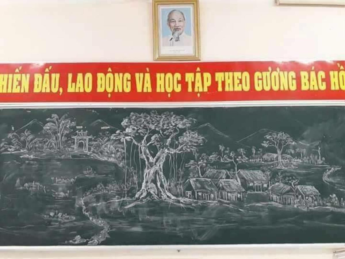 Loạt ảnh chiếc bảng lớp học được thầy giáo hô biến thành tác phẩm tranh phong thủy đẹp đến nỗi khiến học sinh muốn 'rụng tim' Ảnh 2