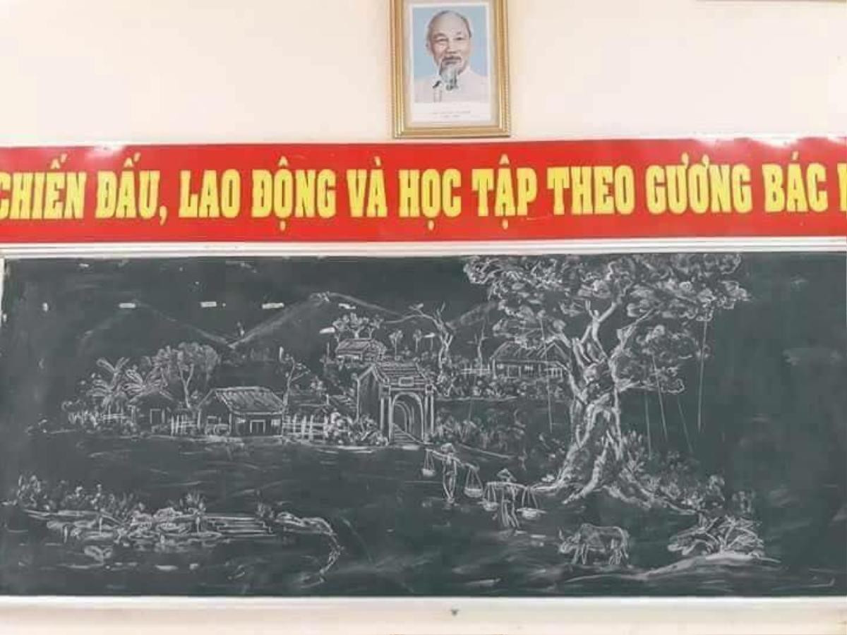 Loạt ảnh chiếc bảng lớp học được thầy giáo hô biến thành tác phẩm tranh phong thủy đẹp đến nỗi khiến học sinh muốn 'rụng tim' Ảnh 3