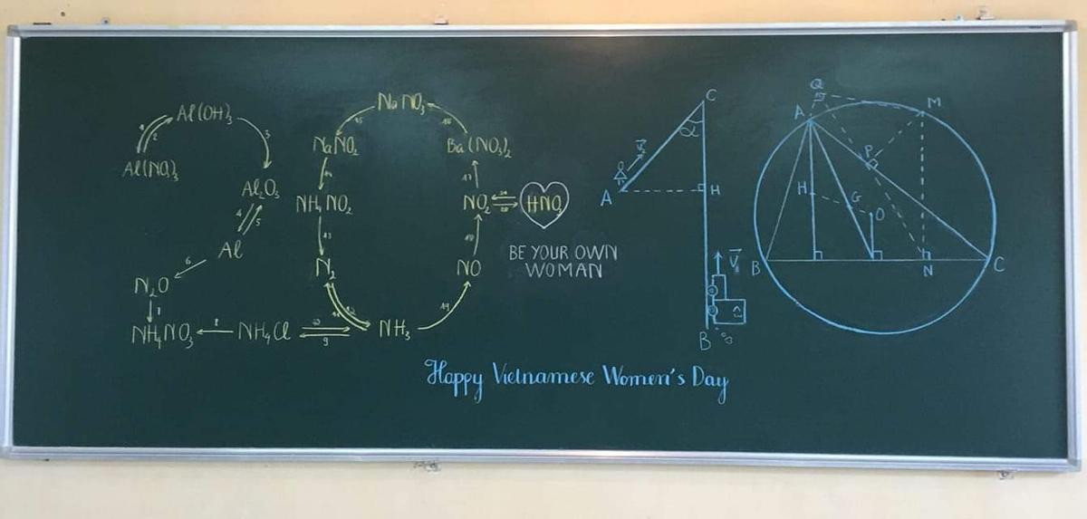 Góc 20/10 của dân khối A: Phản ứng Hóa học, Toán hình học biến thành lời chúc vừa hay vừa dễ thương Ảnh 1