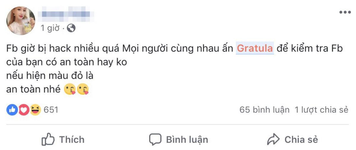 Người dùng Facebook Việt Nam lại bị lừa comment 'Gratula' để kiểm tra an toàn tài khoản Ảnh 2