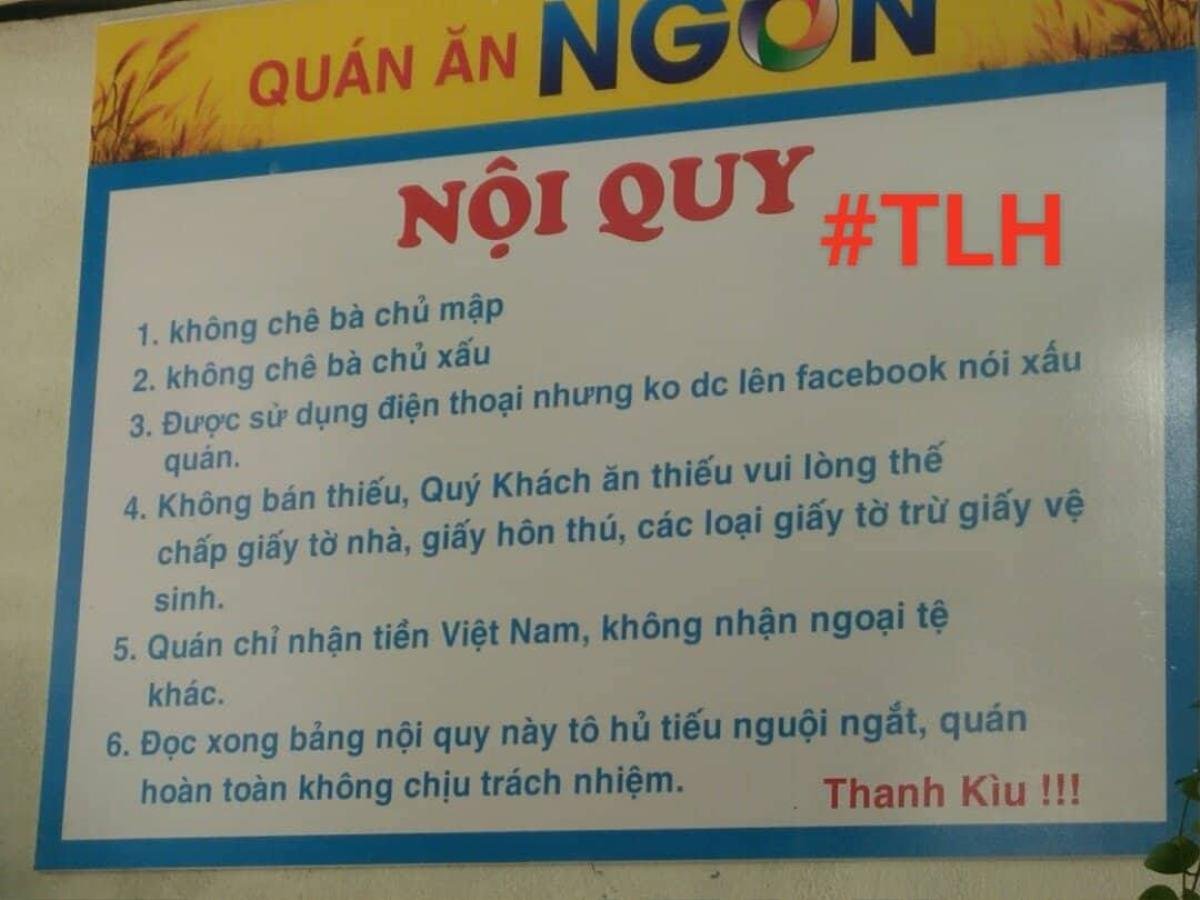 Bảng nội quy 'bá đạo' xứng đáng được 10 điểm thanh lịch của bà chủ quán hủ tiếu khiến dân mạng nhao nhao xin địa chỉ Ảnh 2