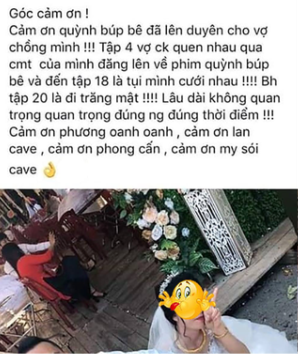 Cặp đôi lên mạng cảm ơn ‘Quỳnh búp bê’ se duyên chuyện tình: Tập 4 quen, tập 18 làm đám cưới Ảnh 1