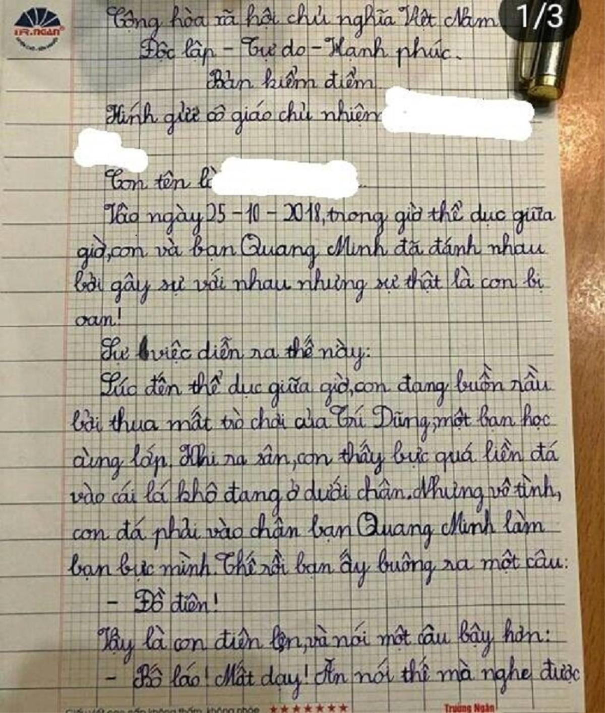 Bản kiểm điểm theo phong cách phim hành động của cậu nhóc khiến dân mạng được phen cười nghiêng ngả Ảnh 1