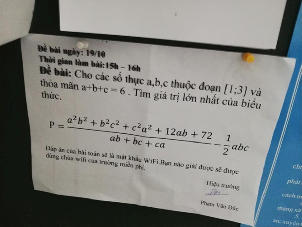 Thầy hiệu trưởng đích thân ra đề toán giải tìm mật khẩu wifi của trường, học trò rào rào hưởng ứng Ảnh 1