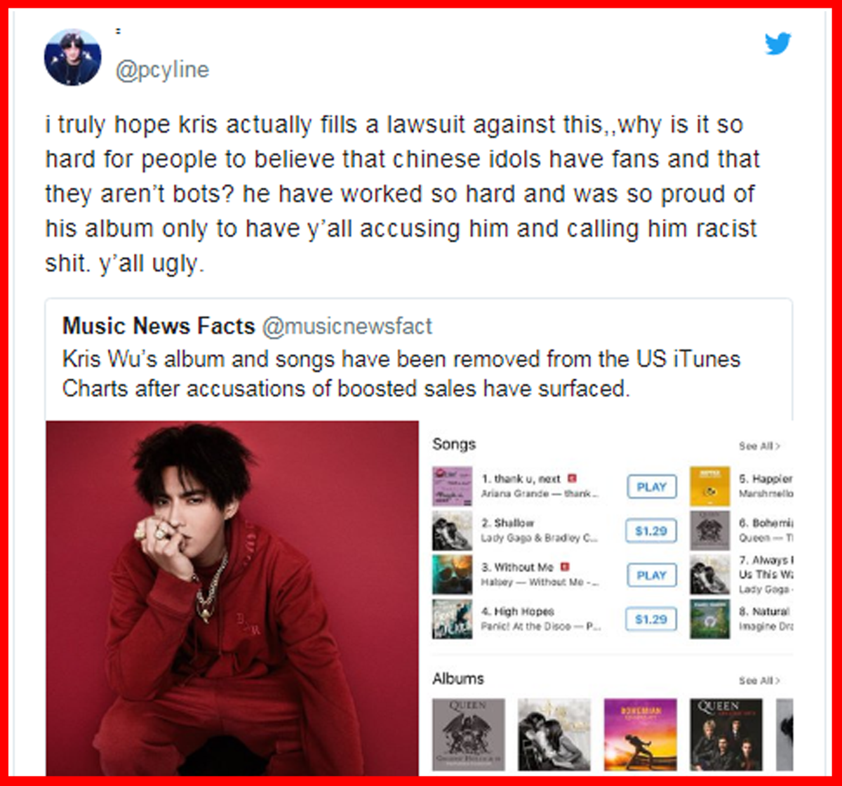 Gian lận doanh thu bán hàng: Album đầu tay của Kris Wu bị xóa gấp trên Itunes Ảnh 3