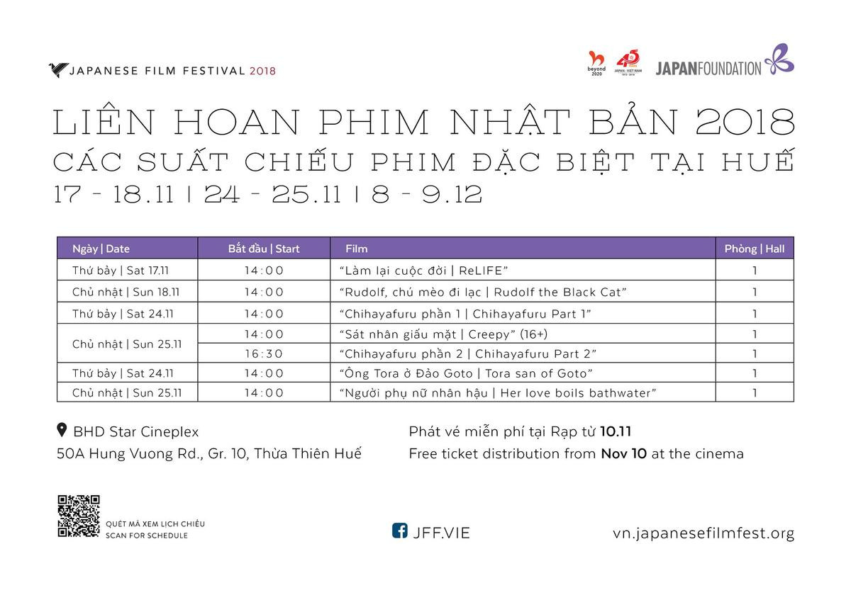 Liên hoan phim Nhật 2018 chiếu miễn phí đặc biệt tại Huế, thí điểm bán vé tại Đà Nẵng Ảnh 3