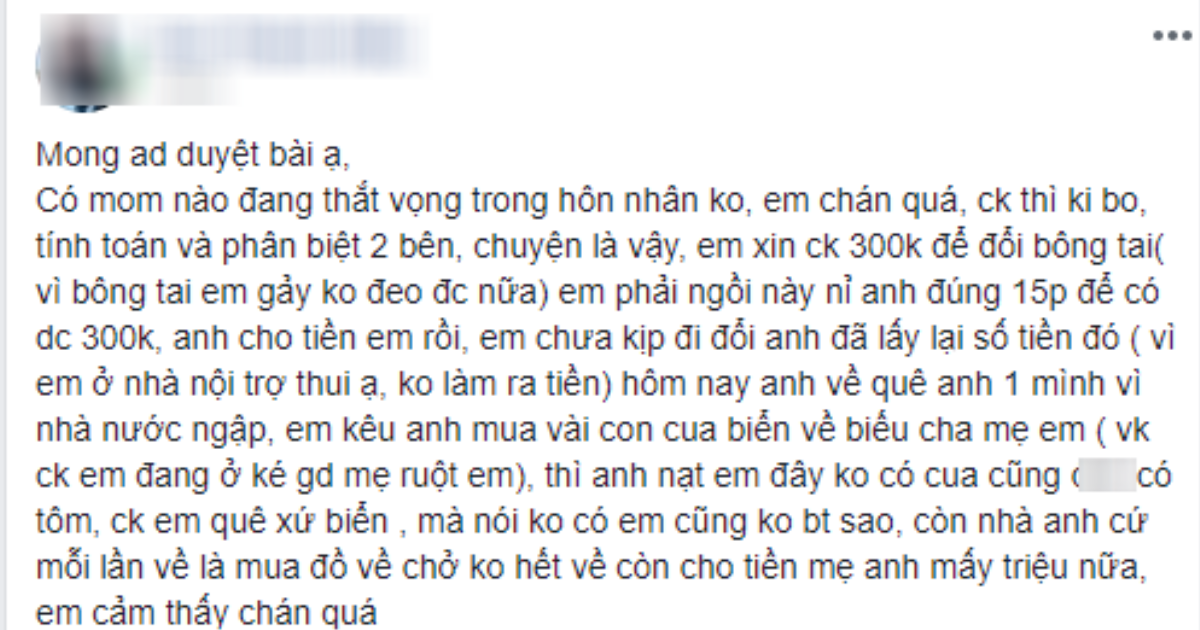 Chồng ở rể vẫn keo kiệt với nhà vợ từng đồng, trong khi mỗi lần về nhà nội chở đầy xe quà không hết Ảnh 1