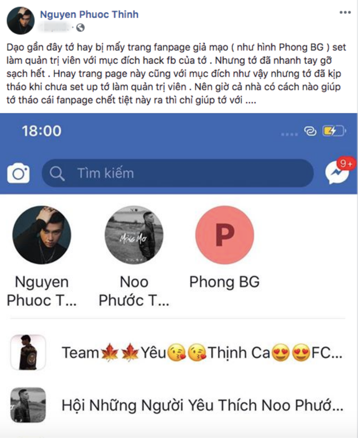 Noo Phước Thịnh lên tiếng 'cầu cứu' gỡ loạt fanpage giả mạo liên tục làm phiền, gây ảnh hưởng xấu đến nghệ sĩ Ảnh 1