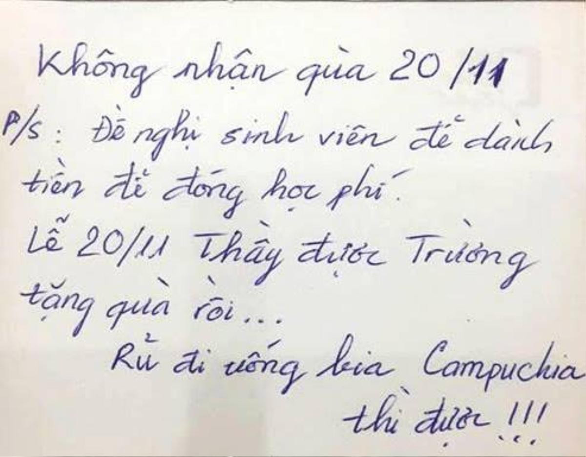 Thầy giáo 'trường người ta' tuyên bố không nhận quà ngày 20/11 với lý do hết sức đáng yêu Ảnh 1