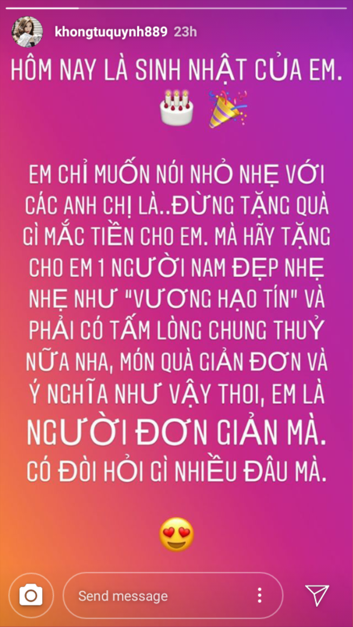 Khổng Tú Quỳnh chính thức lên tiếng chuyện rạn nứt tình cảm với Ngô Kiến Huy ngay trong ngày sinh nhật Ảnh 4