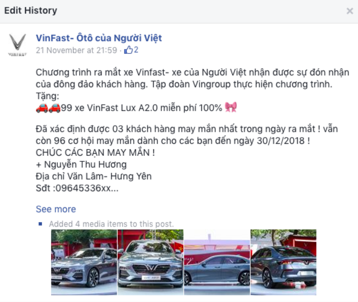 Hàng chục nghìn người dùng Facebook 'mắc lừa' tặng xe hơi VinFast miễn phí Ảnh 2