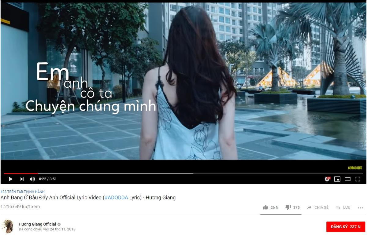 Hương Giang và chuyện đến MV Lyrics cũng không chịu 'buông tha' top trending Youtube Ảnh 2