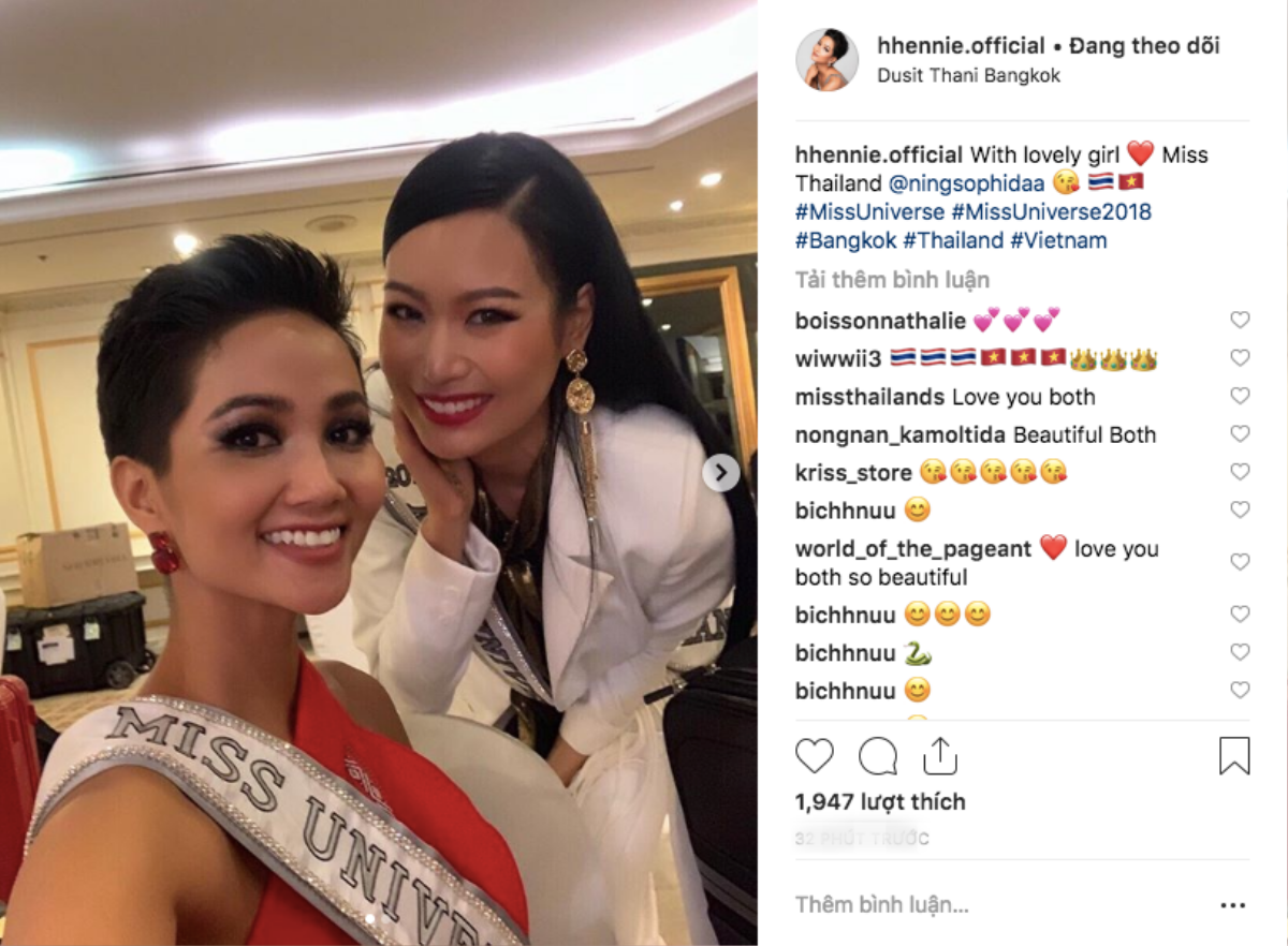 H'Hen Niê tự tin 'đọ sắc' cùng Miss Universe Thailand 2018 tại 'xứ sở chùa Vàng' Ảnh 1